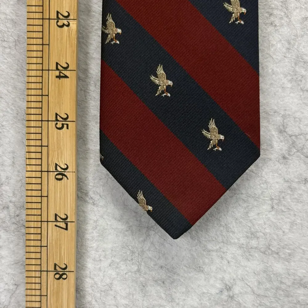 Retro Briar for Robinsons Eagle Motif Striped Silk Blend Tie 3.25